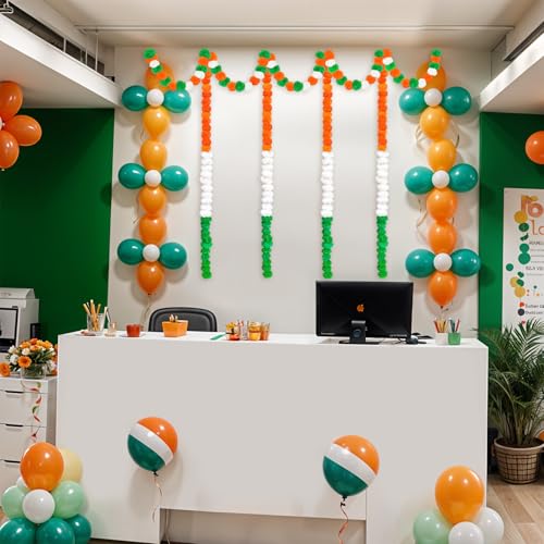 Image of Party Propz Republic Day Decoration Items - 5 Pcs Tricolour Garland for Decorations, 26 January Decoration Items, Tricolour Hanging Decorations for Republic Day, Tricolor Frill