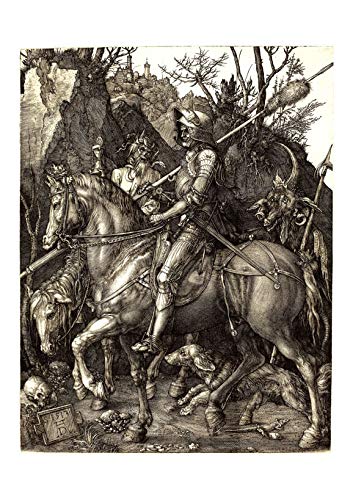 Art Albrecht Durer Knight Death and the Devil cadre photo noir petite taille semi-brillant