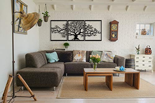 Tree of Life Metal Tree Wall Decor Metal Family Tree Wall Art Decor 3D Metal Sculpture Metal Wall Decor for Home Office Bedroom Living Room Outdoor Decoration Large 3 Pieces ( all pieces 48x60cm) - Image 6