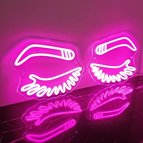 MinIeoh Eyebrow Eyelashes Neon Sign, LASH Brow Art Wall Decor LED Sign Light, Aesthetic Room Decor Beauty Salon Decor Light, for Bedroom Beauty Studio Bar Pub Barber Business Shops Office-20x8.2 Inch