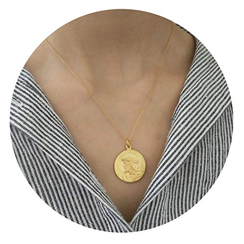VACRONA Gold Coin Pendant Necklaces,18K 