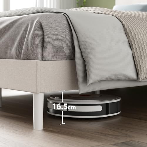 ZINUS Piper - Marco de Cama Doble - Cama 135 x 190 cm - 30 cm de Altura - Base de Cama tapizada con cabecero - Soporte de Listones de Madera - Blanco Roto - imagen 3