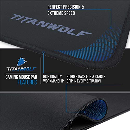 Image of TITANWOLF XXL Speed Gaming Mouse Pad - Mouse Mat 900 x 400 x 3 mm - XXL mousepad - table mat large size - improved precision and speed - rubber base for stable grip on smooth surfaces - non-slip