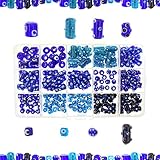 180 Pieces Blue Evil Eye Glass Beads for Jewelry Making - DIY Starter Kit for Adults - Free Leather Necklace and Bracelet for Inspiration - Wholesale Craft Supplies