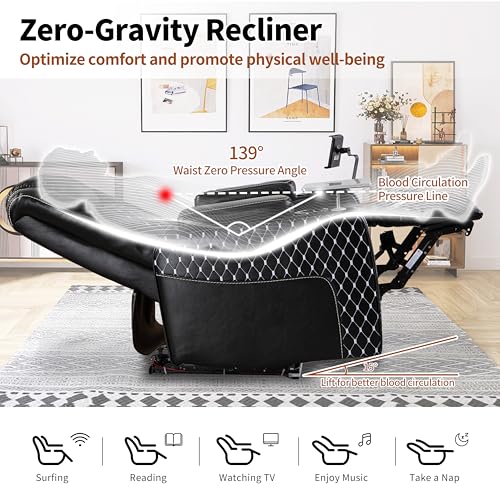 Sillón reclinable eléctrico piel color negro miniatura 6
