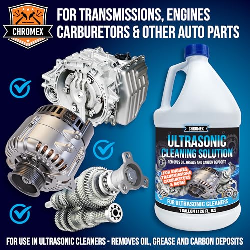 Image of Chromex Ultrasonic Carburetor & Engine Parts Cleaning Solution - Concentrated Degreaser for Aluminum, Brass & Steel - 1 Gallon