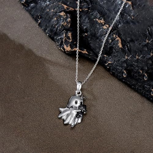 Halloween Necklace for Women Tiny Talisman Spooky Ghost Necklace Spooky Ghost Necklace Ghost Tassel Necklace Ghost Black Cat Bat Pendant Necklace Halloween Jewelry Gift for Best Friend4