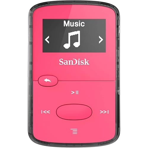 SanDisk 8GB Clip Jam MP3 Player, Pink - microSD card slot and FM Radio - SDMX26-008G-G46P