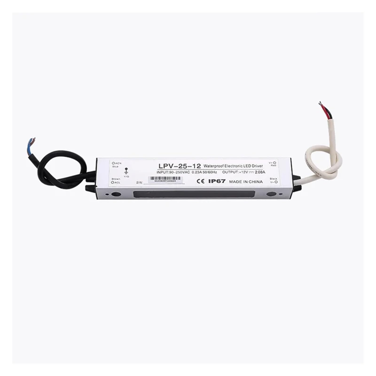 BRODEFUP 25W 12V 2.08A 24V 1.04A LED Water-proof Power Supply Electronic Transformer LPV-25W(12V 2.08A)