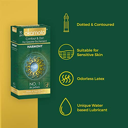Okamoto Condoms For Men Countor and dotted harmony condoms (Pack of 10) - Image 3
