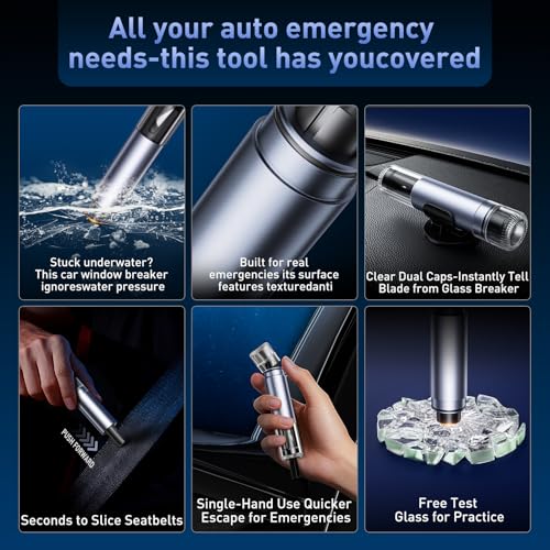 Emergency Life Hammer car Escape Tool, Safe Hammer Glass Breaker Under Water for All Cars(Upgraded transparent cover)2 in 1 Window Breaker Seatbelt Cutter,Car Window Breaker Tool,Auto zubehör - Image 6