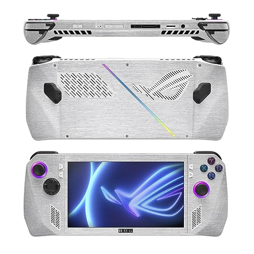 Image of MightySkins Glossy Glitter Skin Compatible with Asus ROG Ally - Brushed Aluminium | Protective, Durable High-Gloss Glitter Finish | Easy to Apply