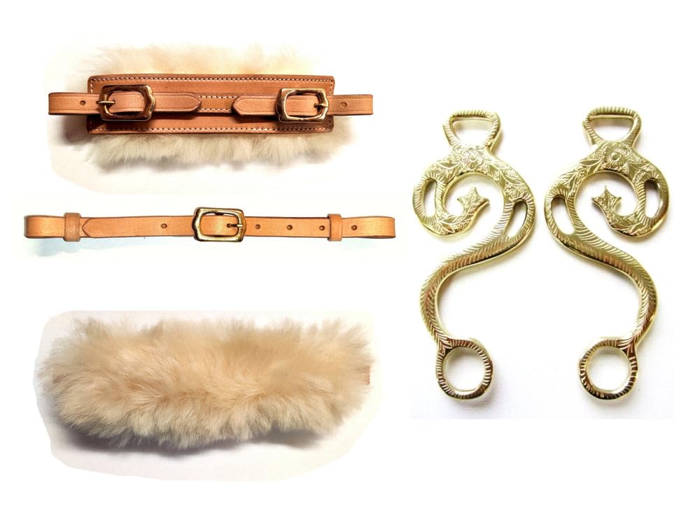 Set Hackamore Barock Gold - messingfarben - verziert - Echt Schaffell Farbe Braun mit goldenem Beschlag