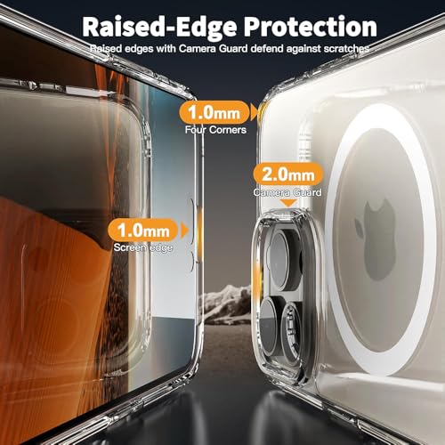 Image of DIZORO Crystal Clear Magnetic Magsafe Compatible with iPhone 15 Pro Max Case with Anti-Yellow Anti-Scratch | Shockproof Transparent Cover