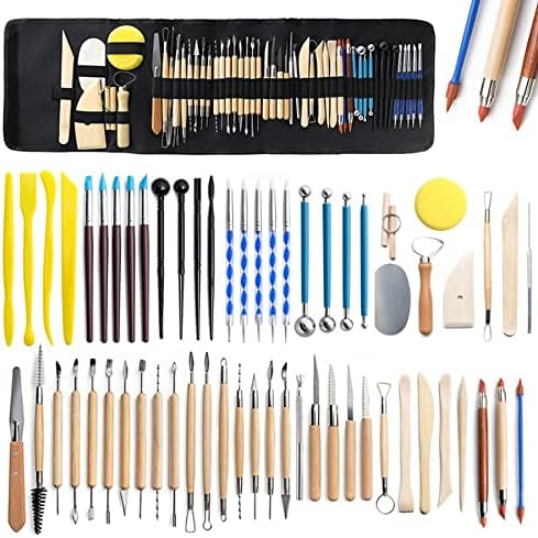 61Pcs Ceramics Clay Sculpture Polymer Tool Set Beginner's Craft Sculpting Pottery Modeling Carving Smoothing Wax Kit