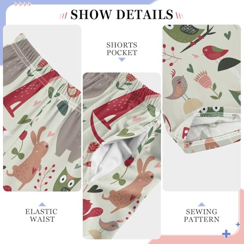 Squirrel Owl Flowers Boys Long Pants Soft Trousers Elastic Waist Kids Lounge Bottoms with Pockets S-XL4