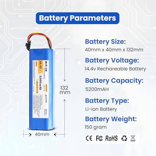 Image of 14.4V 5200mAh Li-ion Battery (74.88Wh) for 360 S9 X90 X95 S10 Robovac L10 L70 Hybrid | High Capacity Durable Rechargeable Battery for Robot Vacuum Cleaner