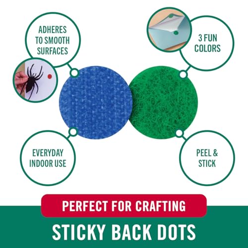 Image of VELCRO Brand Sticky Back Dots - 5 /8 inch Adhesive Circles in Blue, Green & Red, Strong Mess-Free Fasteners for Crafts, DIY, Scrapbooking & Classroom Use, 18 Sets
