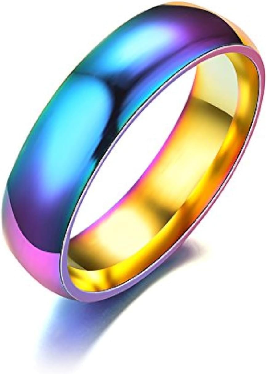 Yellow Chimes Rainbow Toned Ring For Men | Pack of 1 Stainless Steel Band Ring | Rainbow Finger Ring for Boys | Ideal Gift For Men and Boys