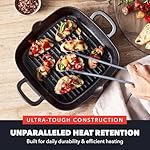 GreenPan x Bobby Flay Cast Iron 11” Square Grill Pan, Pre-Seasoned Professional Grade Heavy Duty Skillet, Helper Handles, Induction Suitable, Stovetop, Oven, BBQ & Fire, Indoor & Outdoor Use, Black - Image 3