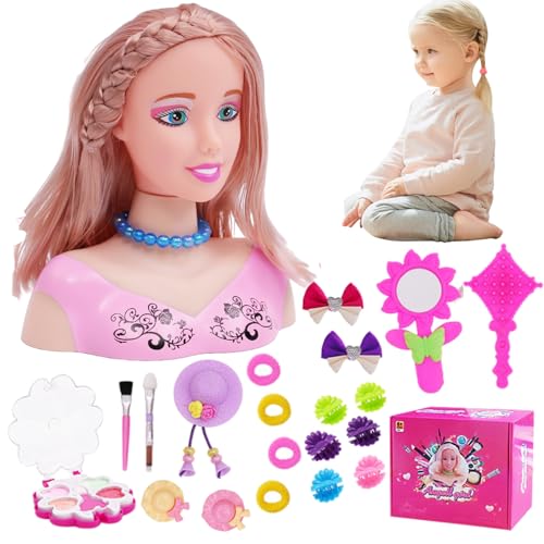 Cabeza de muñeca para peinar con set de 35 piezas de peluquería simulada para niñas juego de 2