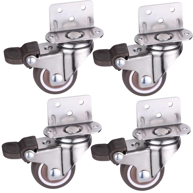 Roulettes pivotantes silencieuses en caoutchouc souple avec frein 1 pouce lot de 4