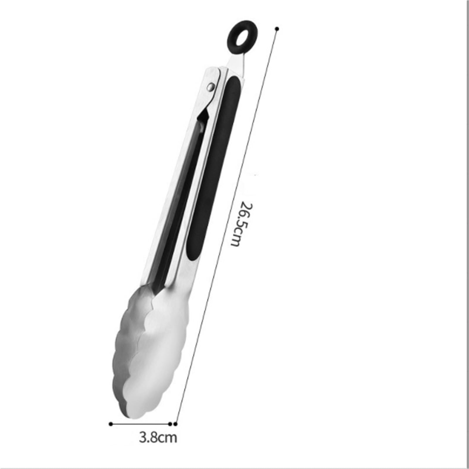 Szczypce do Bufetu Szczypce Do Grilla Ze Stali Nierdzewnej Szczypce Zapobiegające Oparzeniom, Odpowiednie Do Gotowania Steków Grillowania, Serwowania(Black,26cm)