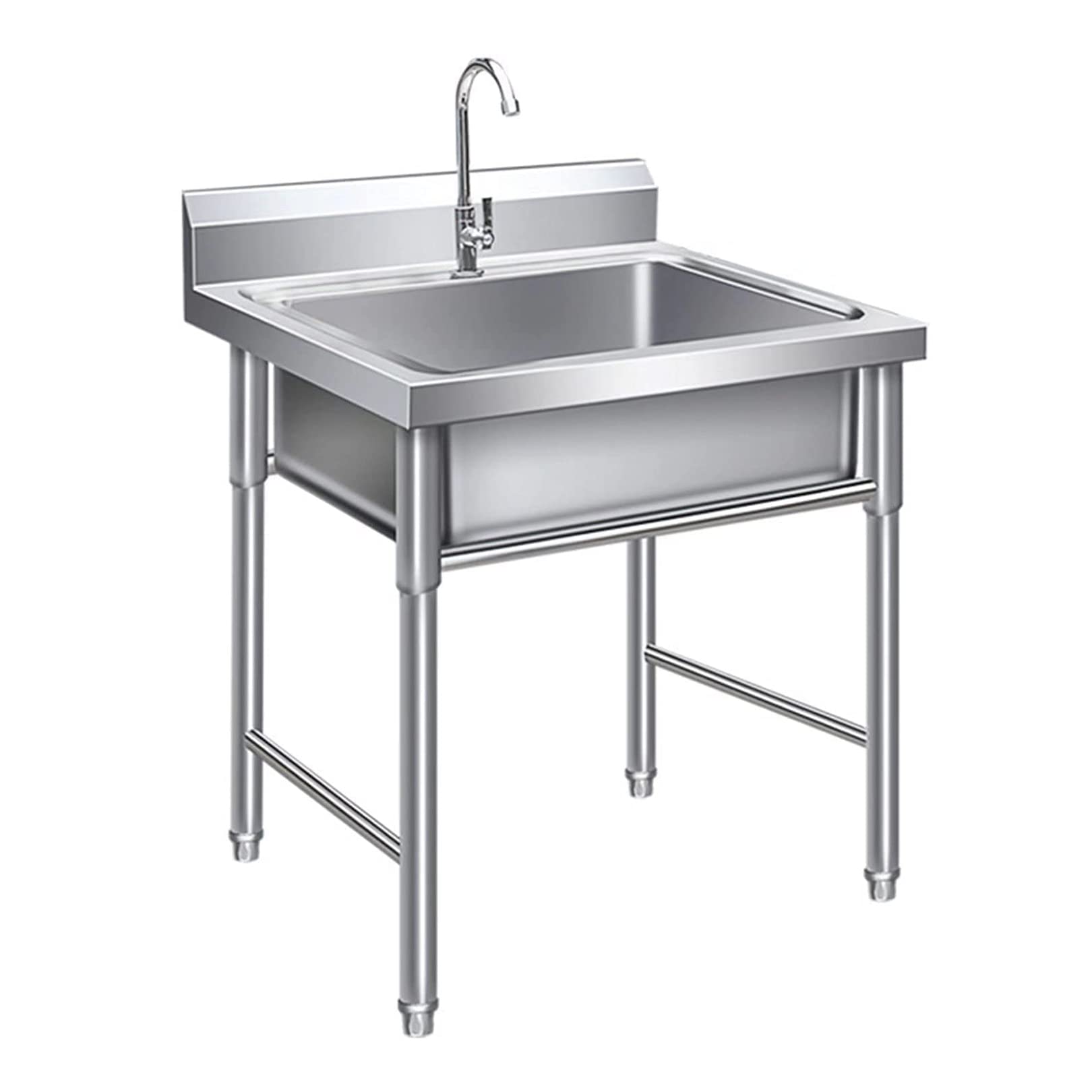 ZQFHSX Laundry Sink Outdoor Station with Hose & Faucet, Portable Washing Hands Basin, Commercial Restaurant Utility Cleaning Table