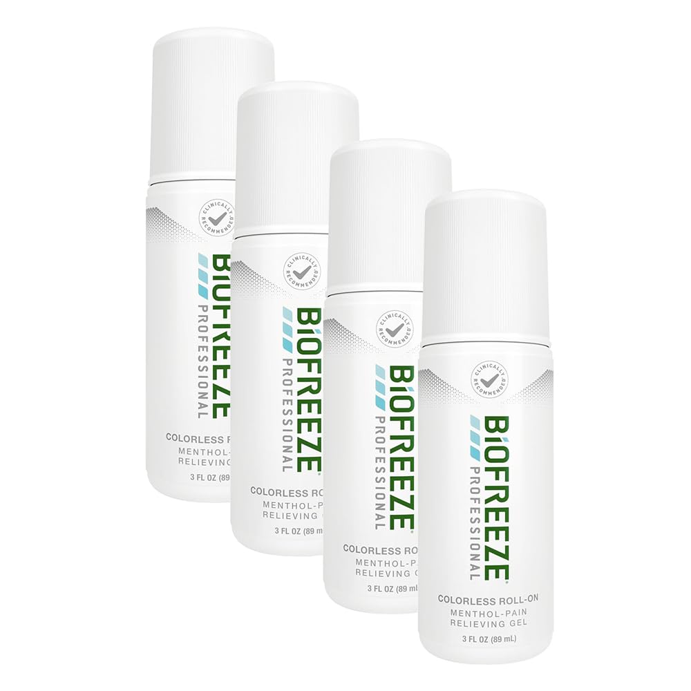 Pain Relief Roll-On, 3 oz. Colorless Roll-On, Fast Acting, Long Lasting, & Powerful Topical Pain Reliever, Pack of 4