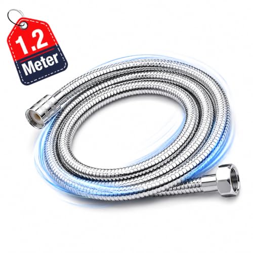 Image of Robustt Premium 304 Stainless Steel Jet Spray Hose Pipe for Toilet (Silver), 1.2m Flexible Hose Pipe with Anti Corrosion Finish, Hand Shower Pipe, Universal G1 /2 Fittings, High Pressure Faucet Pipe