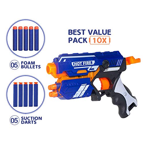Storio Blaze Storm Hot Fire Soft Bullet Gun Toy With 10 Safe Soft Foam Bullets, Fun Target Shooting Battle Fight Game For Kids Boys (Blaze Storm- Hot Fire),Multicolor (Image - 2)