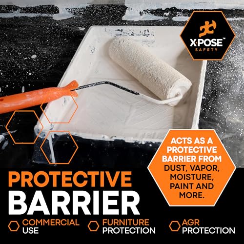 Image of Xpose Safety Black Plastic Sheeting - 20' x 100' Roll, 6 Mil - Heavy Duty Poly Sheet - Waterproof, Dustproof, Vapor Barrier - for Construction, Painting, Industrial Use