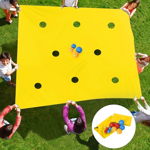 Sonyabecca Hole Tarp Team Building Exercise Activities Games Teamwork Group Learning Fun Playing Yellow,98''Lx71''W