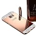 Creazy Rhinestone Metal Frame PC Mirror Back Case Cover For Samsung Galaxy S7 Edge (Rose Gold)