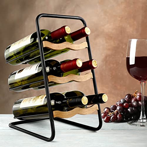 Wine Racks Countertop(Iron&Wood) Rustic 3-Tier 6-Wine Bottles Holder Countertop Small Wine Bottle Storage Rack Stand Wine Racks Countertop(Iron&Wood) Rustic 3-Tier 6-Wine Bottles Holder Countertop Small Wine Bottle Storage Rack Stand