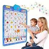 Spanish Alphabet Talking Wall Chart for Toddlers 1-6, Bilingual Learning Poster with English Translation, ABC 123 Learning Poster, Interactive Musical Toy, Educational Gift for Kids 3+ & Autism
