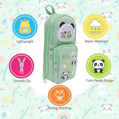 Image of Kawaii Pencil Pouch for Kids with Cute Character Erasers | Double Zip School Pen Pouch | Lightweight, Water-Resistant | Stationery Organizer for Boys & Girls