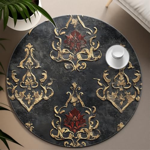 Tapis traditionnel oriental rond à poil bas de qualité supérieure - 6