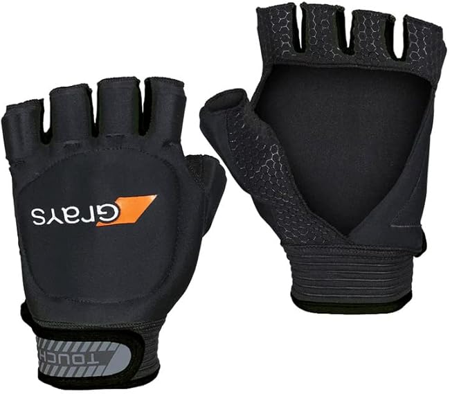 GRAYS Black Left Medium Outdoor Field Hockey Gloves | Touch (Fingerless)