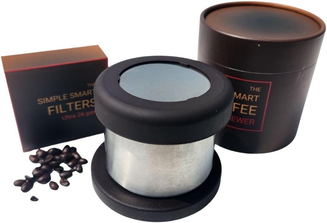 Simple Smart Coffee Brewer and Box of 200 x Ultra Fine 26 gsm Filters