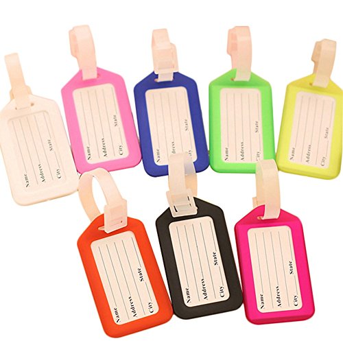 Spaufu Juego de 10 etiquetas de silicona para maleta, maleta, maleta, bolsa de identificación, accesorios de viaje, color surtido