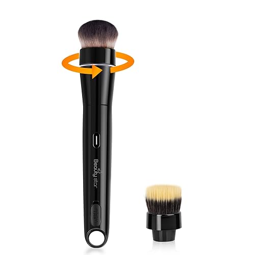 360° Rotating Makeup Brush with 2 Replaceable Brush Heads, 2