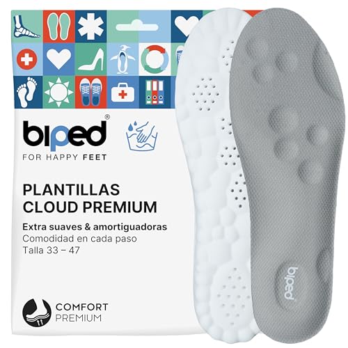 biped plantillas Cloud extra suaves para deporte, uso diario y calzado laboral – Plantillas ortopédicas amortiguadoras con cojín de talón – Espuma masajeadora z2938(grey,36-38)