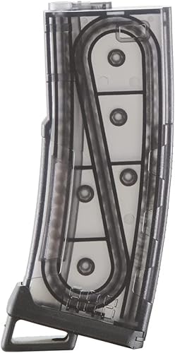 Miniatura 18 de Lancer Tactical Airsoft M4 M16 Series Polímero 130 Capacidad Redonda Ventana Transparente Alta Velocidad MidCap Airsoft Magazine Rojo