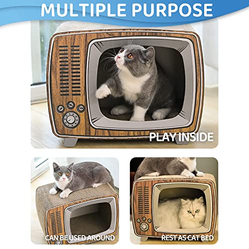 Jema Tv Cat Scratcher Cardboard Lounge Cat House, Cat Scratch Pad Bed, Scratch, Play, Perch & Hide, Durable Board Pads Prevents Furniture Damage #TOP1