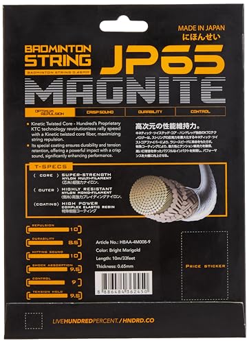 Image of Hundred JP65 Magnite Badminton String | 0.65 mm High Repulsion & Control | Premium Hitting Sound | Excellent Shock Absorption & Durability