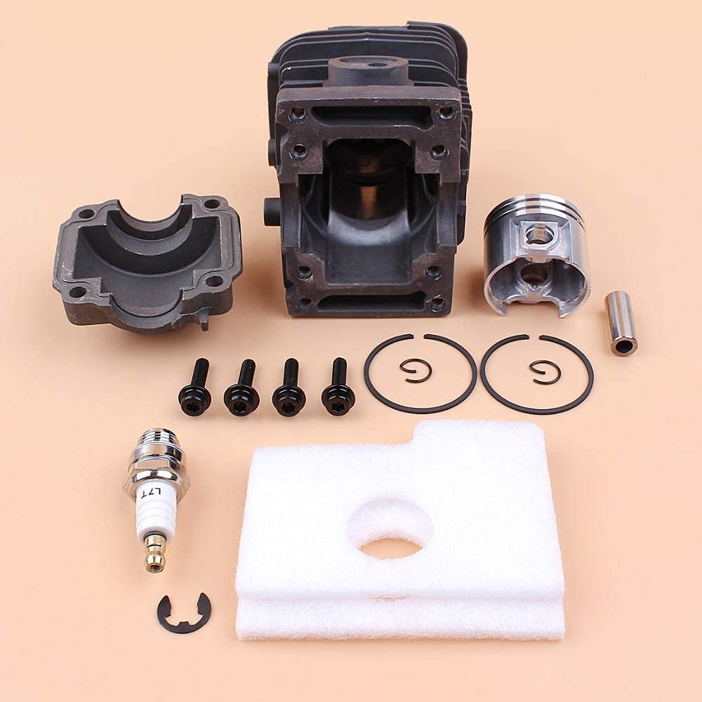 Kit de filtro de aire de tornillo de montaje en bandeja de pistón de cilindro de 38 mm compatible con repuestos de motosierra de gasolina STIHL MS180 018