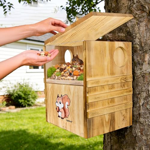 Ligeinct Large Outdoor 2-in-1 Squirrel House and Feeder with Secure Den Box and Nesting Box, Durable Squirrel Box for Backyard, Ideal Squirrel Houses for Outside and Chipmunk House — view 6
