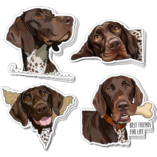 (12pcs-3in) German Shorthaired Pointer Stickers – Gift for Parents, Friends, Siblings, GSP Lovers, Moms, Dads, Coworkers – Ideal for Laptops, Water Bottles, Tumblers, Gear GS1