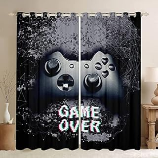 Tbrand Kids Gamer Window Curtain Boys Games Curtain For Bedroom Living Room Child Teens Video Game Gamepad Room Decor Curtain Novelty Nostalgic Gaming Curtains Drapes W46*L72 Inch